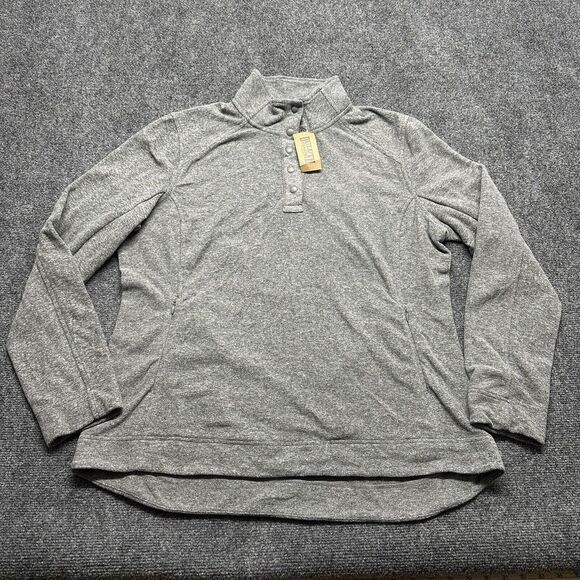 Duluth Trading Co Sweater Womens XL Gray Fleece Pullover 1/4 Snap Jacket New - Picture 1 of 9